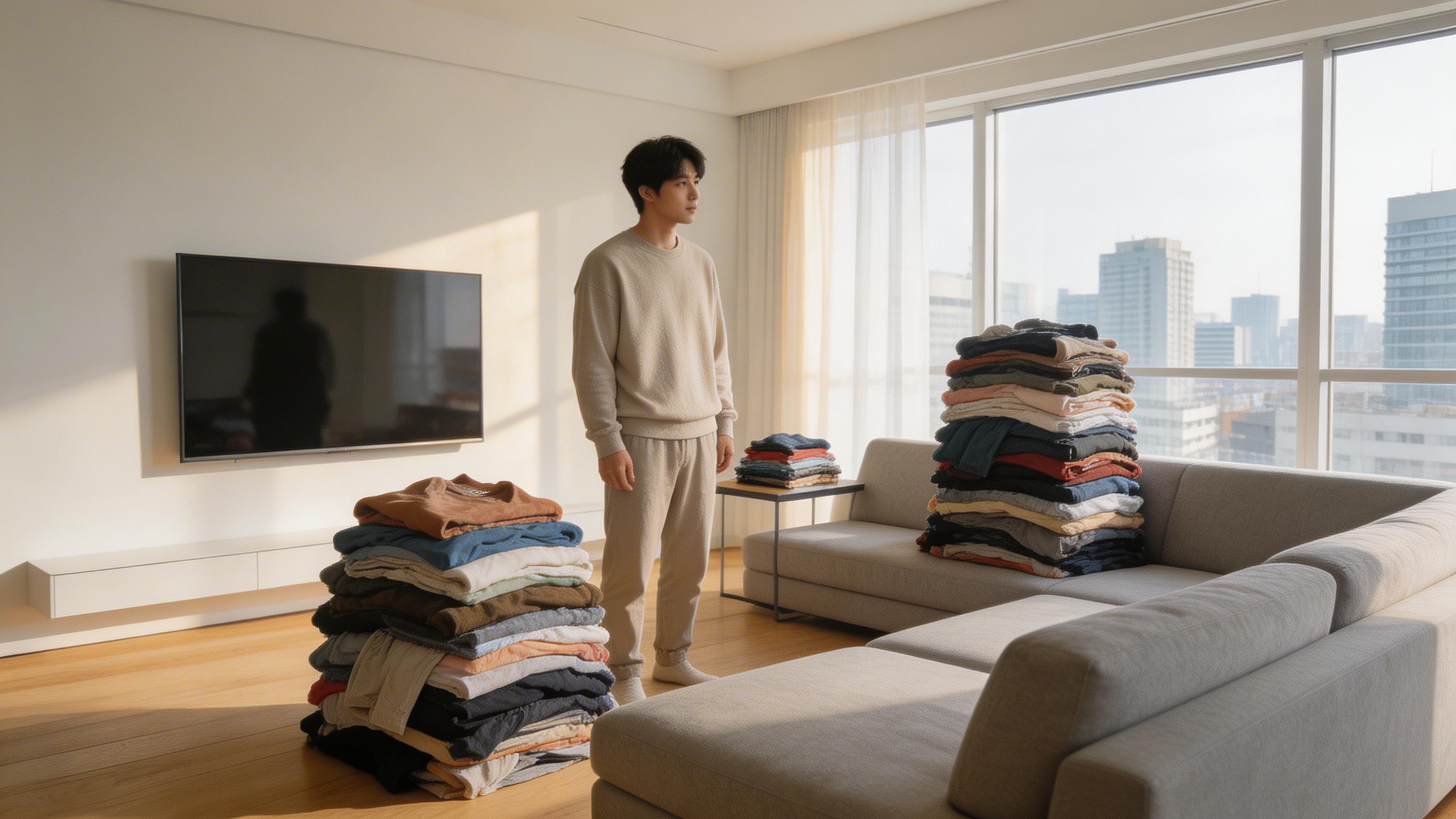 이사 전 짐 정리를 고민하는 한국인의 모습